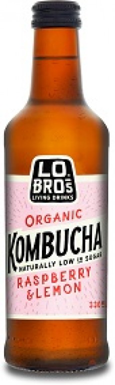 LO BROS Organic Raspberry & Lemon Kombucha Bottle